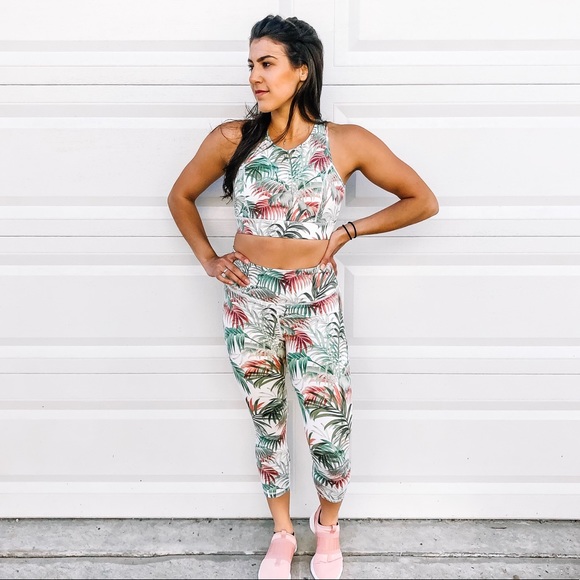 Red Dress Boutique Pants - LAST ONE Tropical Palms Yoga Workout BOTTOM ONLY